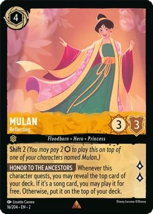 Lorcana - Mulan (Reflecting) - 16/204 - Rare - Rise of the Floodborn - Top CollectiblesCollectible CardsLorcana