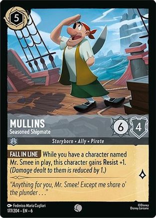 Lorcana - Mullins (Seasoned Shipmate) - 177/204 - Common - Azurite Sea - Top CollectiblesCollectible CardsLorcana
