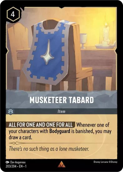 Lorcana - Musketeer Tabard - 203/204 - Rare - The First Chapter - Top CollectiblesCollectible CardsLorcana