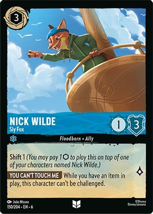 Lorcana - Nick Wilde (Sly Fox) - 150/204 - Uncommon - Azurite Sea - Top CollectiblesCollectible CardsLorcana