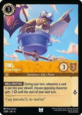 Lorcana - Owl (Pirate Lookout) - 1/204 - Uncommon - Azurite Sea - Top CollectiblesCollectible CardsLorcana
