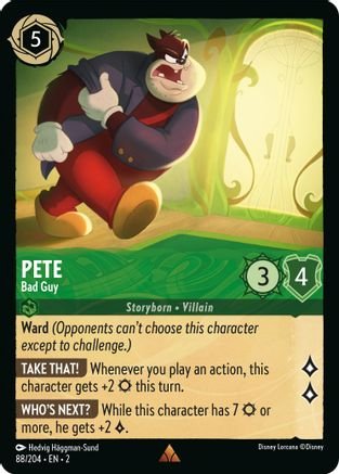 Lorcana - Pete (Bad Guy) - 88/204 - Rare - Rise of the Floodborn - Top CollectiblesCollectible CardsLorcana