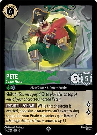 Lorcana - Pete (Space Pirate) - 114/204 - Super Rare - Archazia's Island - Top CollectiblesCollectible CardsLorcana