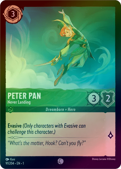 Lorcana - Peter Pan (Never Landing) - 91/204 - Common (Foil) - The First Chapter - Top CollectiblesCollectible CardsLorcana