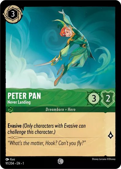 Lorcana - Peter Pan (Never Landing) - 91/204 - Common - The First Chapter - Top CollectiblesCollectible CardsLorcana