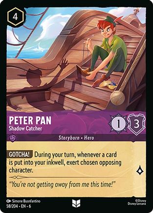 Lorcana - Peter Pan (Shadow Catcher) - 58/204 - Uncommon - Azurite Sea - Top CollectiblesCollectible CardsLorcana