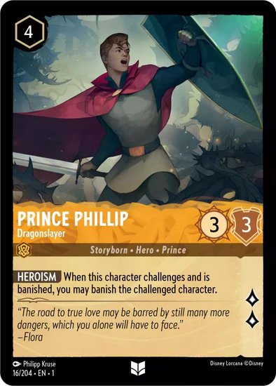 Lorcana - Prince Phillip (Dragonslayer) - 16/204 - Uncommon - The First Chapter - Top CollectiblesCollectible CardsLorcana