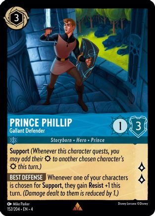 Lorcana - Prince Phillip (Gallant Defender) - 152/204 - Rare - Ursula's Return - Top CollectiblesCollectible CardsLorcana