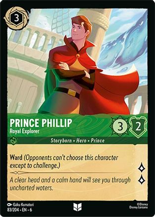 Lorcana - Prince Phillip (Royal Explorer) - 83/204 - Uncommon - Azurite Sea - Top CollectiblesCollectible CardsLorcana