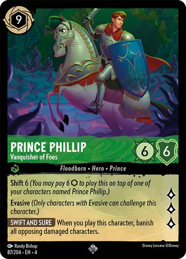 Lorcana - Prince Phillip (Vanquisher of Foes) - 87/204 - Super Rare - Ursula's Return - Top CollectiblesCollectible CardsLorcana