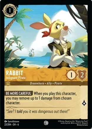 Lorcana - Rabbit (Indignant Pirate) - 22/204 - Common - Azurite Sea - Top CollectiblesCollectible CardsLorcana