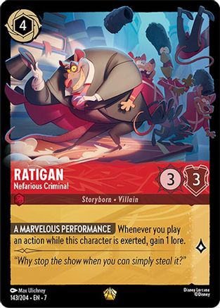 Lorcana - Ratigan (Nefarious Criminal) - 143/204 - Legendary - Archazia's Island - Top CollectiblesCollectible CardsLorcana
