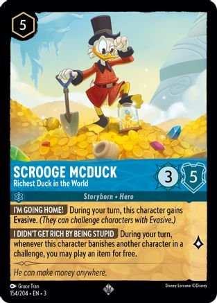 Lorcana - Scrooge McDuck (Richest Duck in the World) - 154/204 - Super Rare - Into the Inklands - Top CollectiblesCollectible CardsLorcana