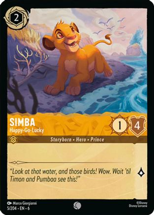 Lorcana - Simba (Happy - Go - Lucky) - 5/204 - Common - Azurite Sea - Top CollectiblesCollectible CardsLorcana