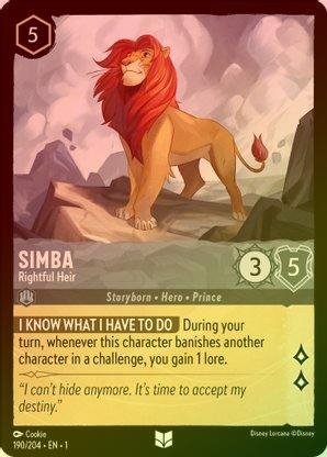 Lorcana - Simba (Rightful Heir) - 190/204 - Uncommon (Foil) - The First Chapter - Top CollectiblesCollectible CardsLorcana