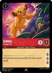 Lorcana - Simba (Scrappy Cub) - 123/204 - Rare - Into the Inklands - Top CollectiblesCollectible CardsLorcana