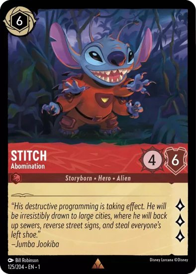 Lorcana - Stitch (Abomination) - 125/204 - Rare - The First Chapter - Top CollectiblesCollectible CardsLorcana