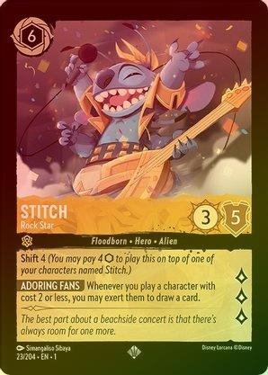 Lorcana - Stitch (Rock Star) - 23/204 - Super Rare (Foil) - The First Chapter - Top CollectiblesCollectible CardsLorcana