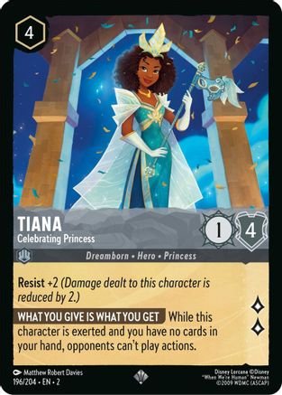 Lorcana - Tiana (Celebrating Princess) - 196/204 - Super Rare - Rise of the Floodborn - Top CollectiblesCollectible CardsLorcana