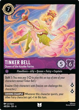 Lorcana - Tinker Bell (Queen of the Azurite Fairies) - 48/204 - Uncommon - Azurite Sea - Top CollectiblesCollectible CardsLorcana