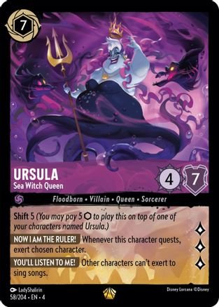 Lorcana - Ursula (Sea Witch Queen) - 58/204 - Legendary - Ursula's Ret Top Collectibles Lorcana - Ursula (Sea Witch Queen) - 58/204 - Legendary - Ursula's Ret Top Collectibles