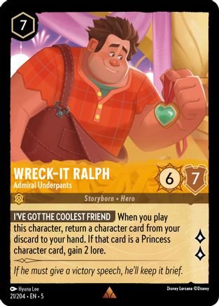 Lorcana - Wreck - It Ralph (Admiral Underpants) - 21/204 - Rare - Shimmering Skies - Top CollectiblesCollectible CardsLorcana