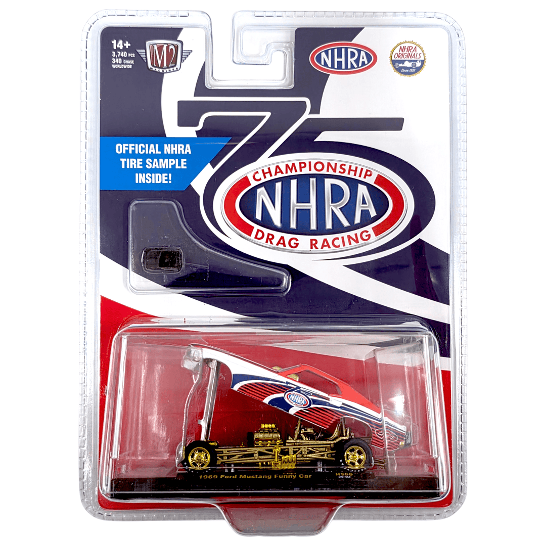 M2 Machines - 1969 Ford Mustang Funny Car 75th Anniversary of NHRA w/ Official NHRA Tire Sample – Hobby Exclusive *Chase* - Top CollectiblesDiecastM2 Machines