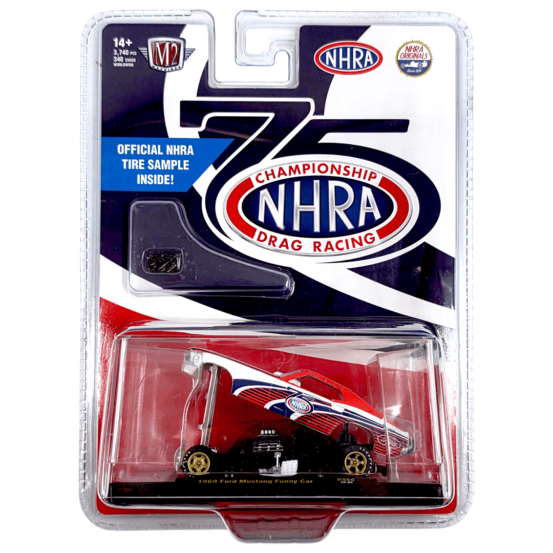 M2 Machines - 1969 Ford Mustang Funny Car 75th Anniversary of NHRA w/ Official NHRA Tire Sample – Hobby Exclusive - Top CollectiblesDiecastM2 Machines