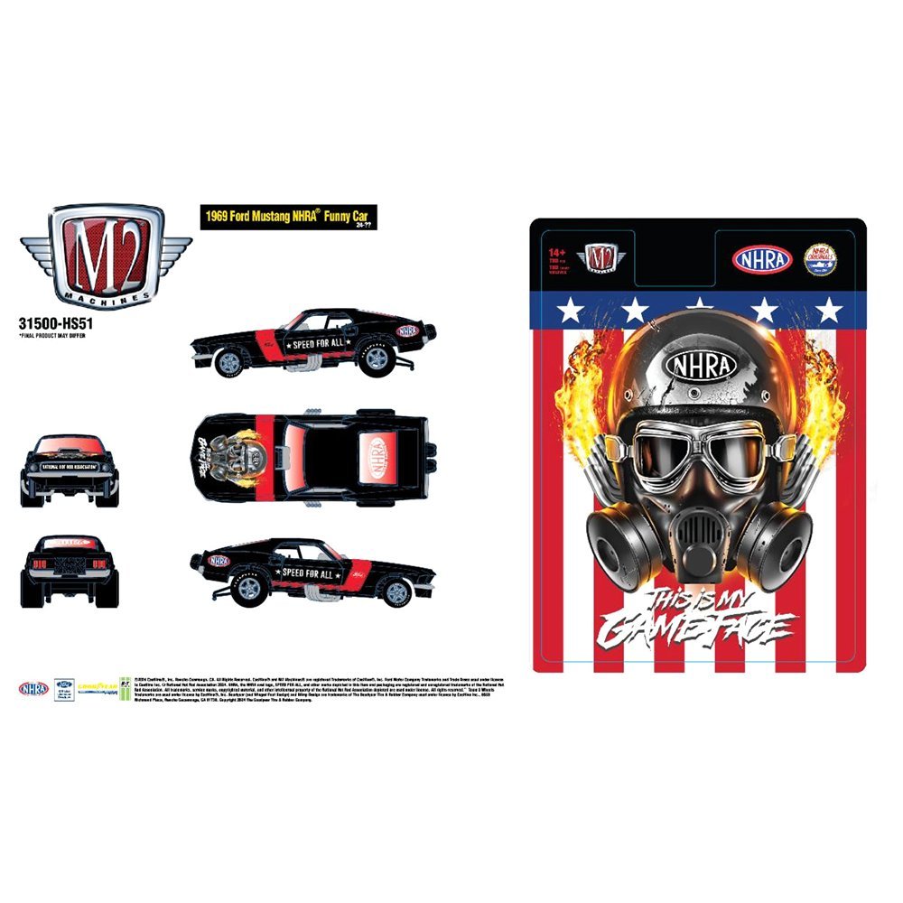 M2 Machines - 1969 Ford Mustang NHRA Funny Car – Pearl Black - Top CollectiblesDiecastM2 Machines