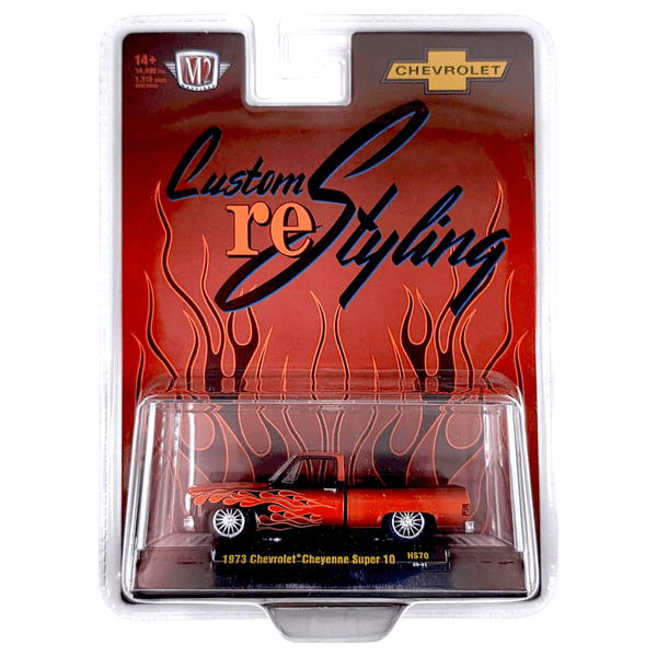 M2 Machines - 1973 Chevrolet Cheyenne Super 10 Custom Re Styling – Brown w/ Flames *Hobby Exclusive* - Top CollectiblesDiecastM2 Machines