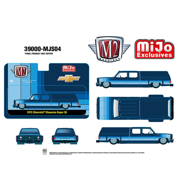 M2 Machines - 1973 Chevrolet Cheyenne Super 30 Dually with Camper Shell – Blue *Pre - Order* - Top CollectiblesDiecastM2 Machines