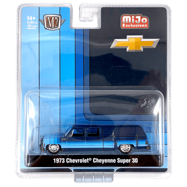 M2 Machines - 1973 Chevrolet Cheyenne Super 30 Dually with Camper Shell – Blue - Top CollectiblesDiecastM2 Machines