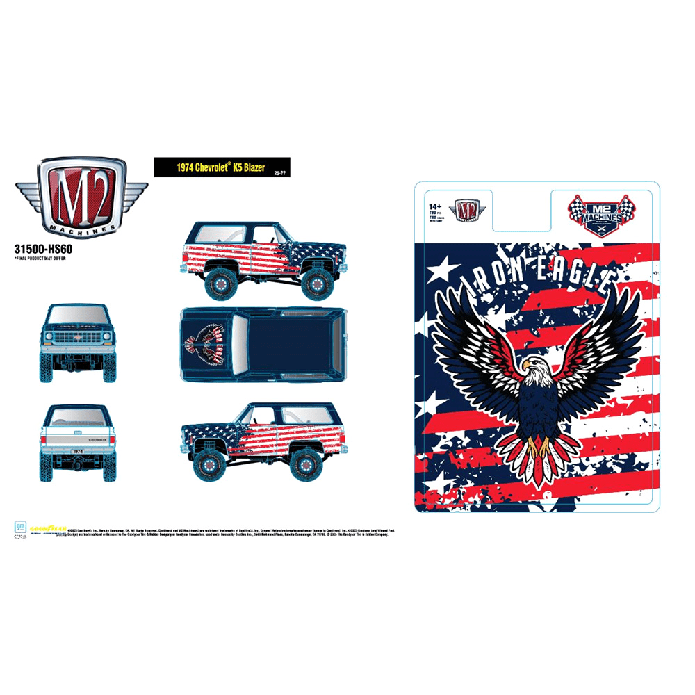 M2 Machines - 1974 Chevrolet K5 Blazer “Iron Eagle” – Hobby Exclusive *Pre - Order* - Top CollectiblesDiecastM2 Machines