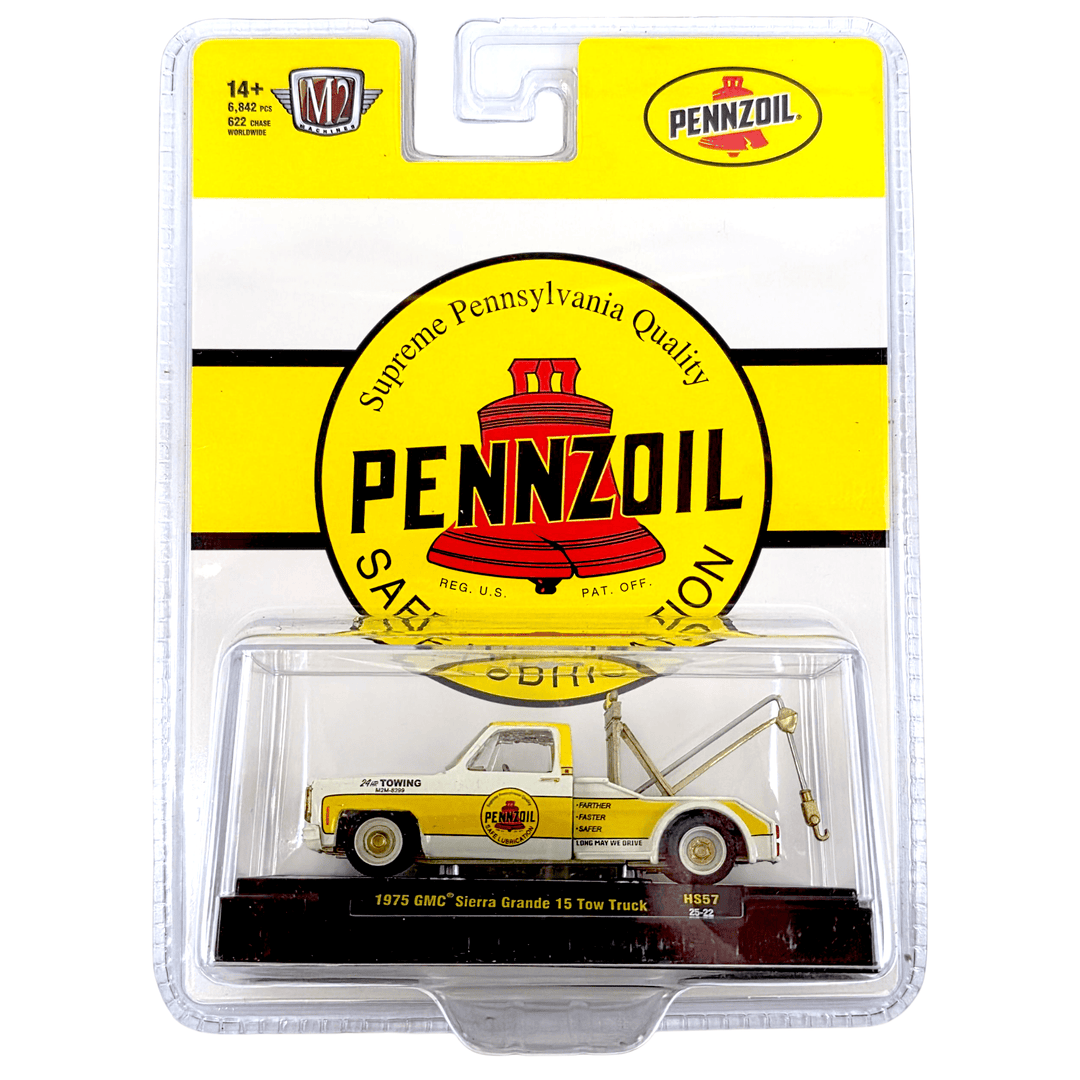 M2 Machines - 1975 GMC Sierra Grande 15 Tow Truck Penzoil – Yellow - Hobby Exclusive *Chase* - Top CollectiblesDiecastM2 Machines
