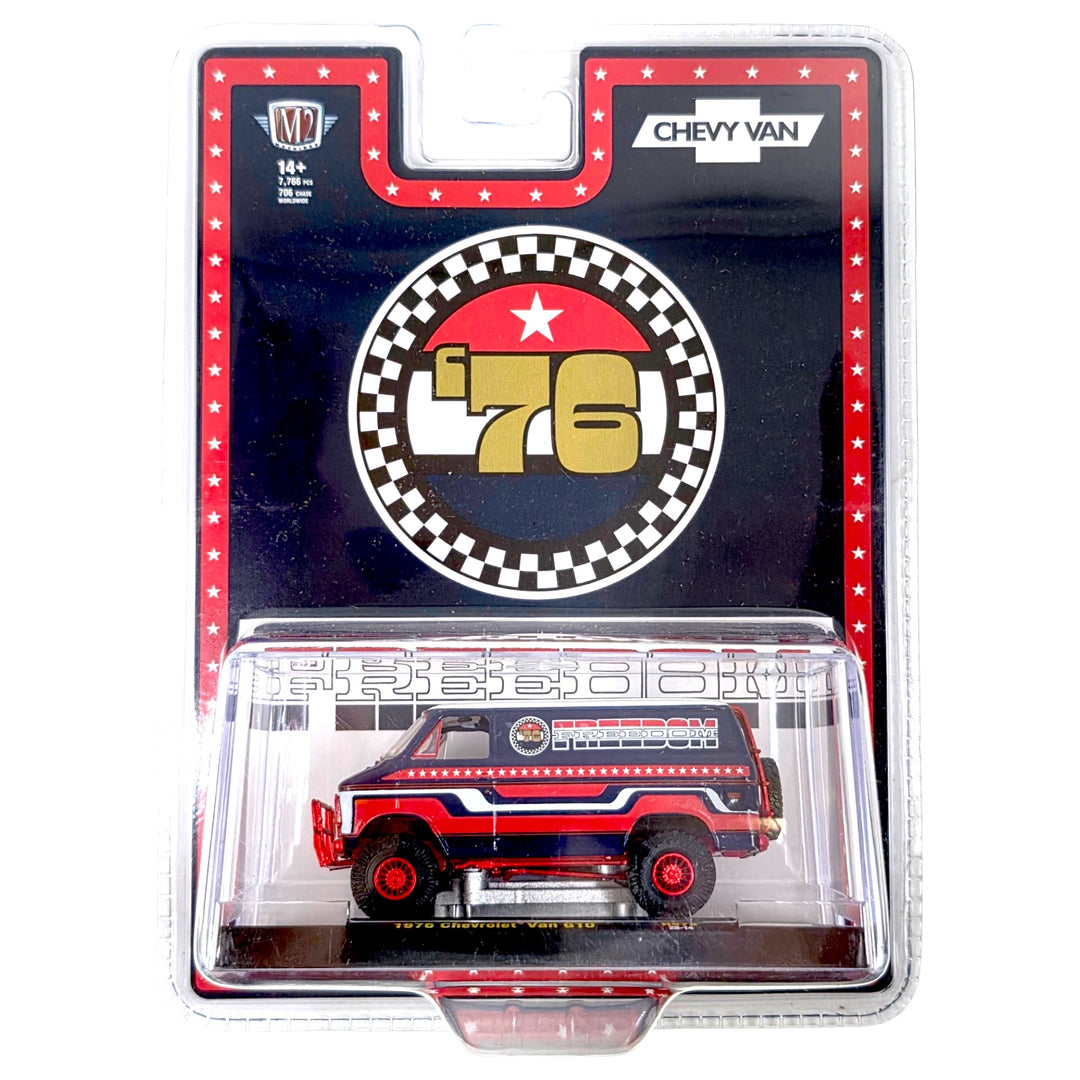 M2 Machines - 1976 Chevrolet Van “FREEDOM EDITION” – Red- Hobby Exclusive *Chase* - Top CollectiblesDiecastM2 Machines