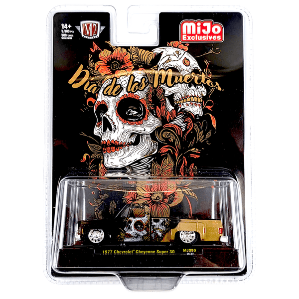 M2 Machines - 1977 Chevrolet Cheyenne Super 30 “Dia De Los Muertos” 2025 – Black Gold – MiJo Exclusives Limited Edition - Top CollectiblesDiecastM2 Machines