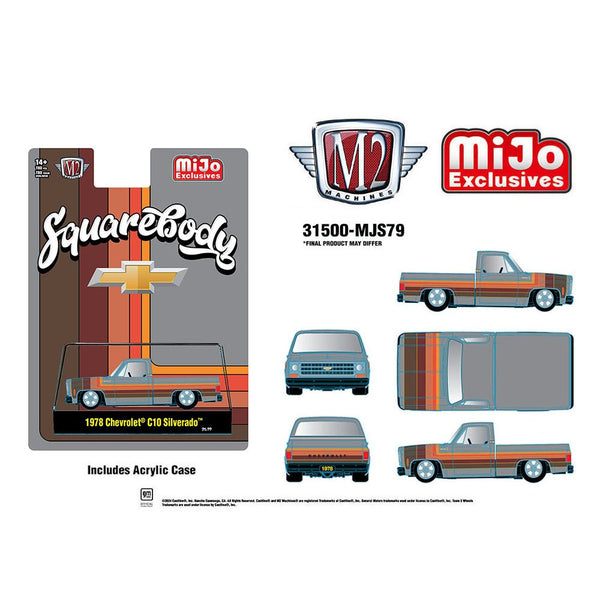 M2 Machines - 1978 Chevrolet C10 Silverado Squarebody Pickup Truck – Cool Grey *Pre - Order* - Top CollectiblesDiecastM2 Machines