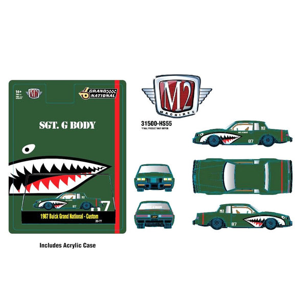 M2 Machines - 1987 Buick Grand National Shark Mouth – Primer Green – Hobby Exclusives *Pre - Order* - Top CollectiblesDiecastM2 Machines