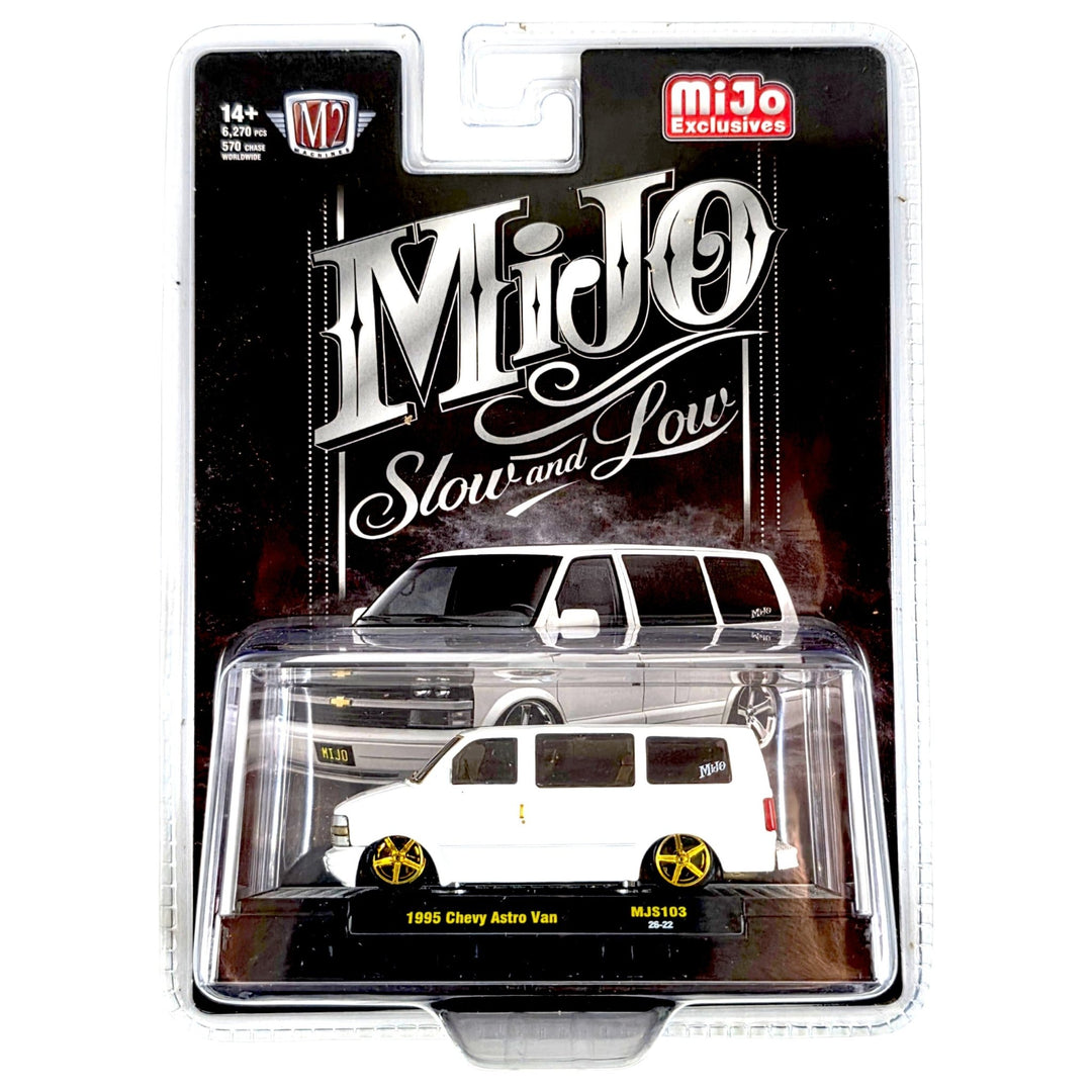 M2 Machines - 1995 Chevrolet Astro Van Custom Slow &amp; Low – White – MiJo Exclusives *Chase* - Top CollectiblesDiecastM2 Machines
