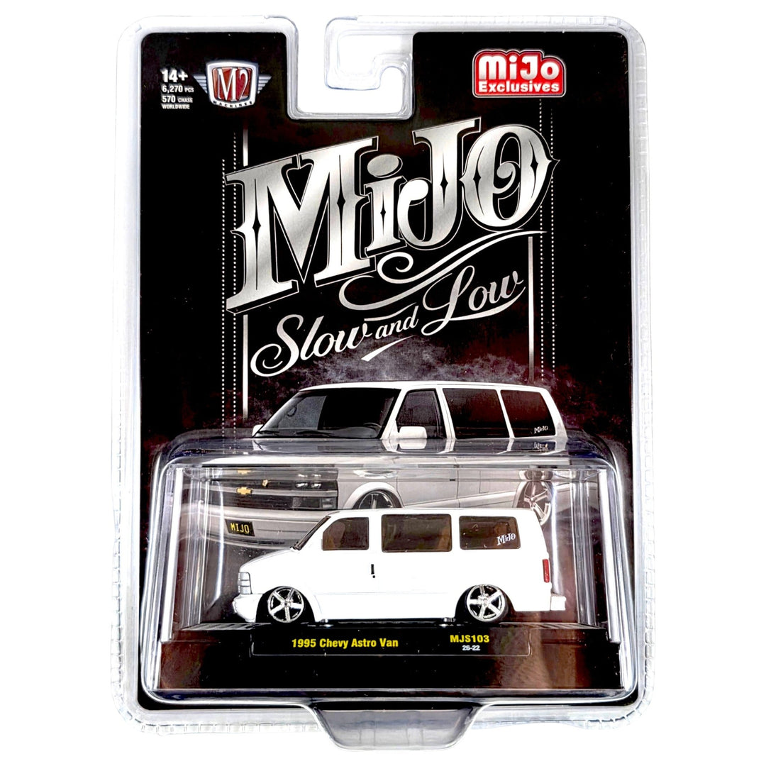 M2 Machines - 1995 Chevrolet Astro Van Custom Slow & Low – White – MiJo Exclusives - Top CollectiblesDiecastM2 Machines