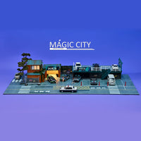 Magic City - HKS Japanese Building & Double Decker Parking Lot Diorama *1/64 Scale* - Top CollectiblesDiecastMagic City