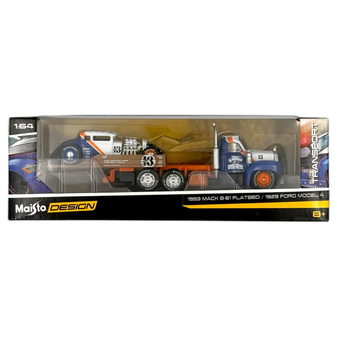 Maisto - 1953 Mack B - 61 Flatbed & 1929 Ford Model A - 2020 Elite Transport Series - Top CollectiblesDiecastMaisto