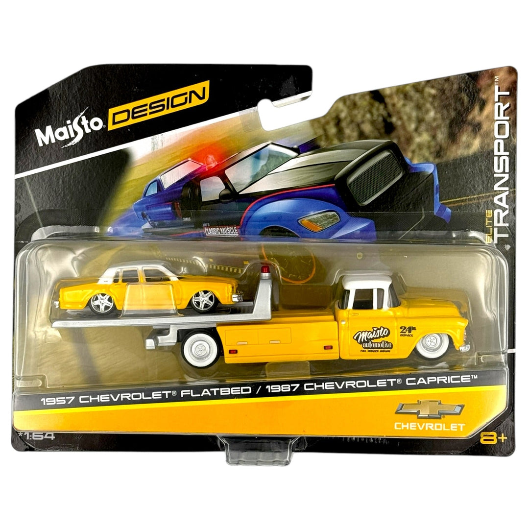 Maisto - 1957 Chevrolet Flatbed / 1987 Chevrolet Caprice - 2021 - Elite Transport Series - Top CollectiblesDiecastMaisto