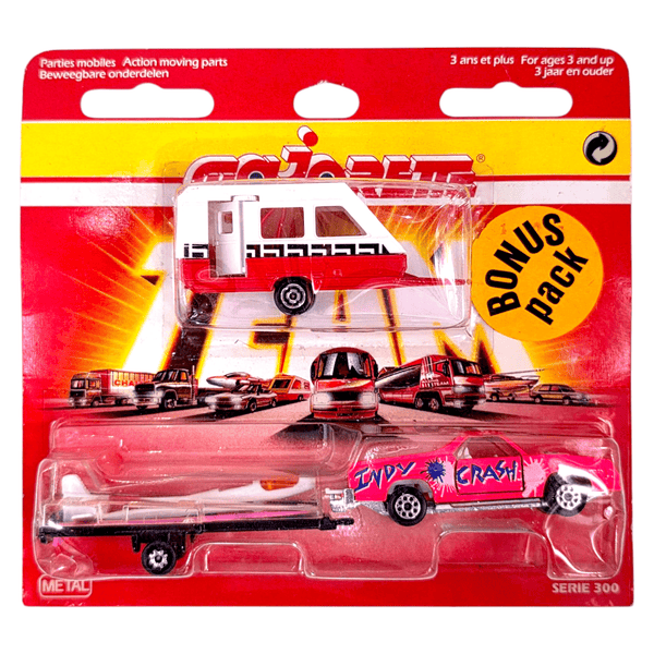 Majorette - Chevrolet El Camino SS & Glider Trailer w/ Bonus Camper "Caravane" - 1990 - Top CollectiblesDiecastMajorette
