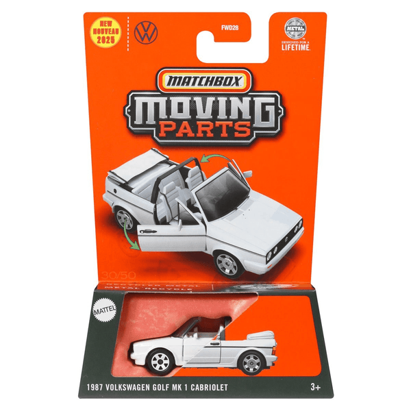 Matchbox - 1987 Volkswagen Golf MK1 Cabriolet - 2025 Moving Parts Series - Top CollectiblesDiecastMatchbox