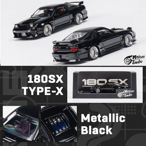 MicroTurbo - Custom 180SX Type X - Metallic Black - Top CollectiblesDiecastMicroTurbo