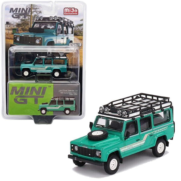 Mini GT - 1985 Land Rover Defender 110 Station Wagon - Trident Green - Top CollectiblesDiecastMini GT