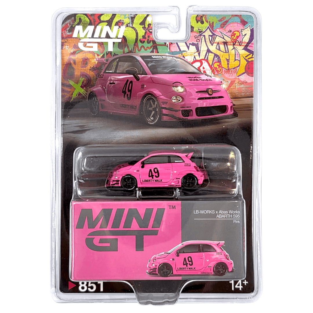 Mini GT - ABARTH 595 LB - WORKS x Abas Works – Pink - Top CollectiblesDiecastMini GT