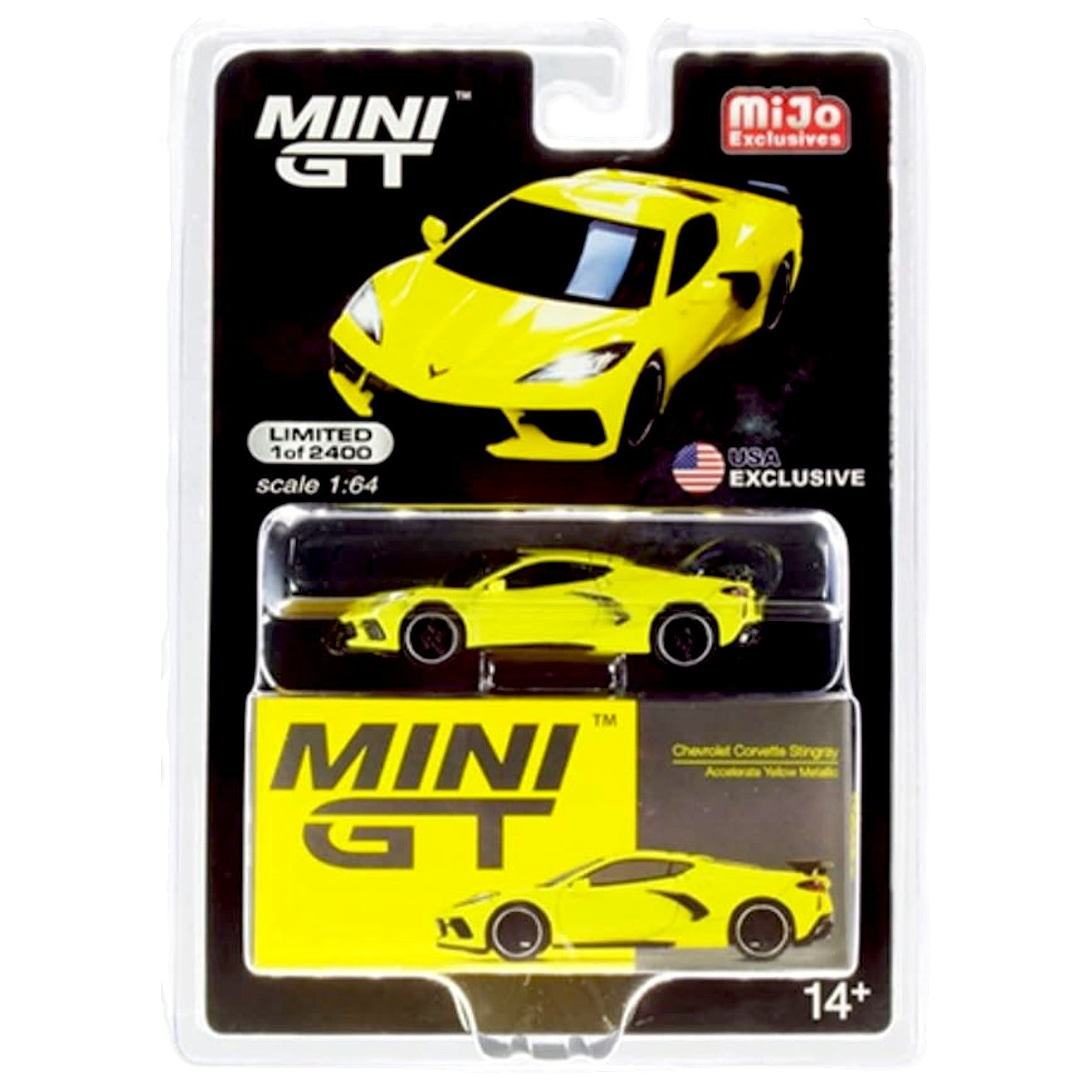 エラー品 MINI GT Chevrolet Corvette Stingray Mini GT - Chevrolet Corvette Stingray - Accelerate Yellow Metallic