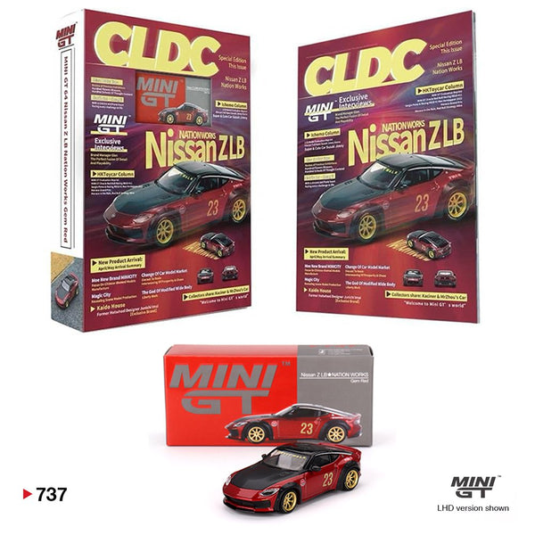 Mini GT - CLDC Magazine with Nissan Z LB Nation Works – M Red *CLDC Exclusive* - Top CollectiblesDiecastMini GT